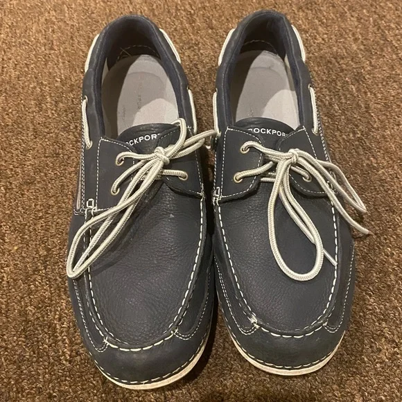 Rockport | Shoes | Rockport Navy Blue Leather Lace Up Moc  display picture 3